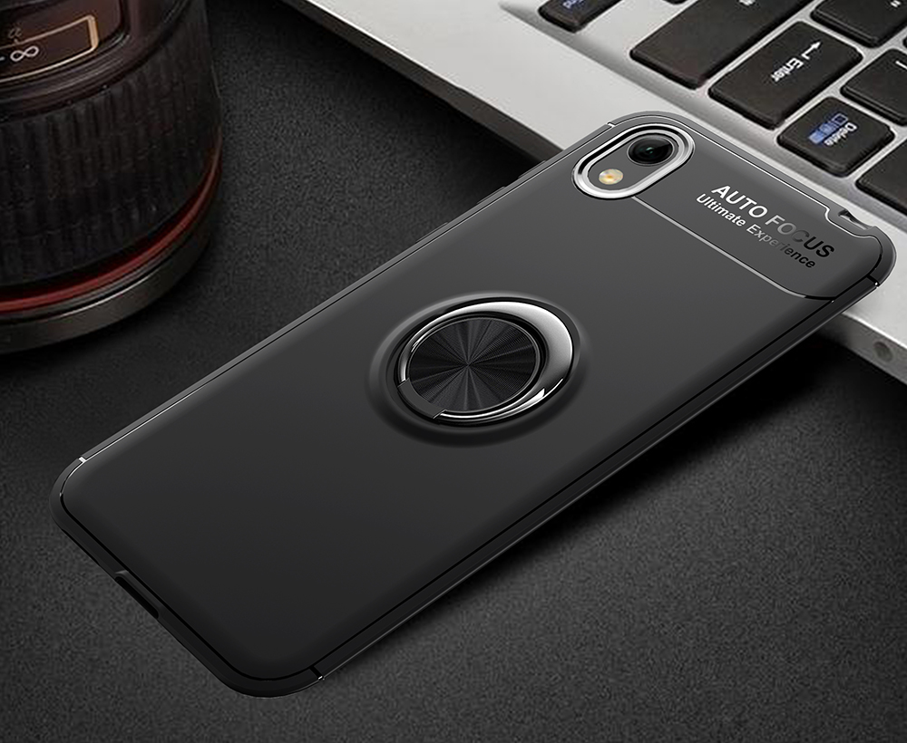 Case TPU di Kickstand Ring di Finger (tela in Metallo Magnetico Incorporato) Per Huawei Y5 (2019) / Onore 8s - Nero / Oro Rosa