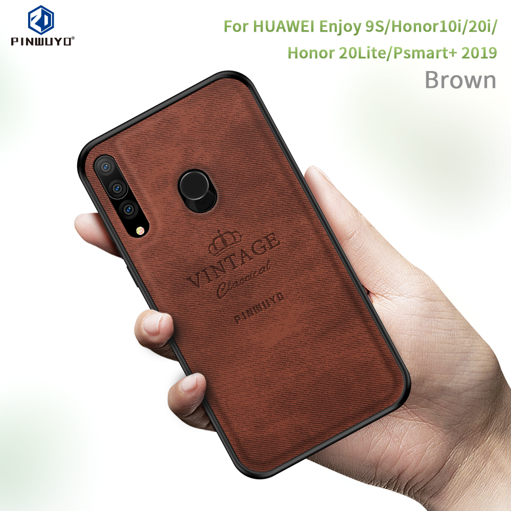 Pinwuyo Deloble Series Series pu Кожаный пк + Гибридный Корпус TPU Для Huawei P Smart Plus 2019/наслаждайтесь 9s/maimang 8/Honor 20i/Honor 10i/Honor 20 Lite - Серый