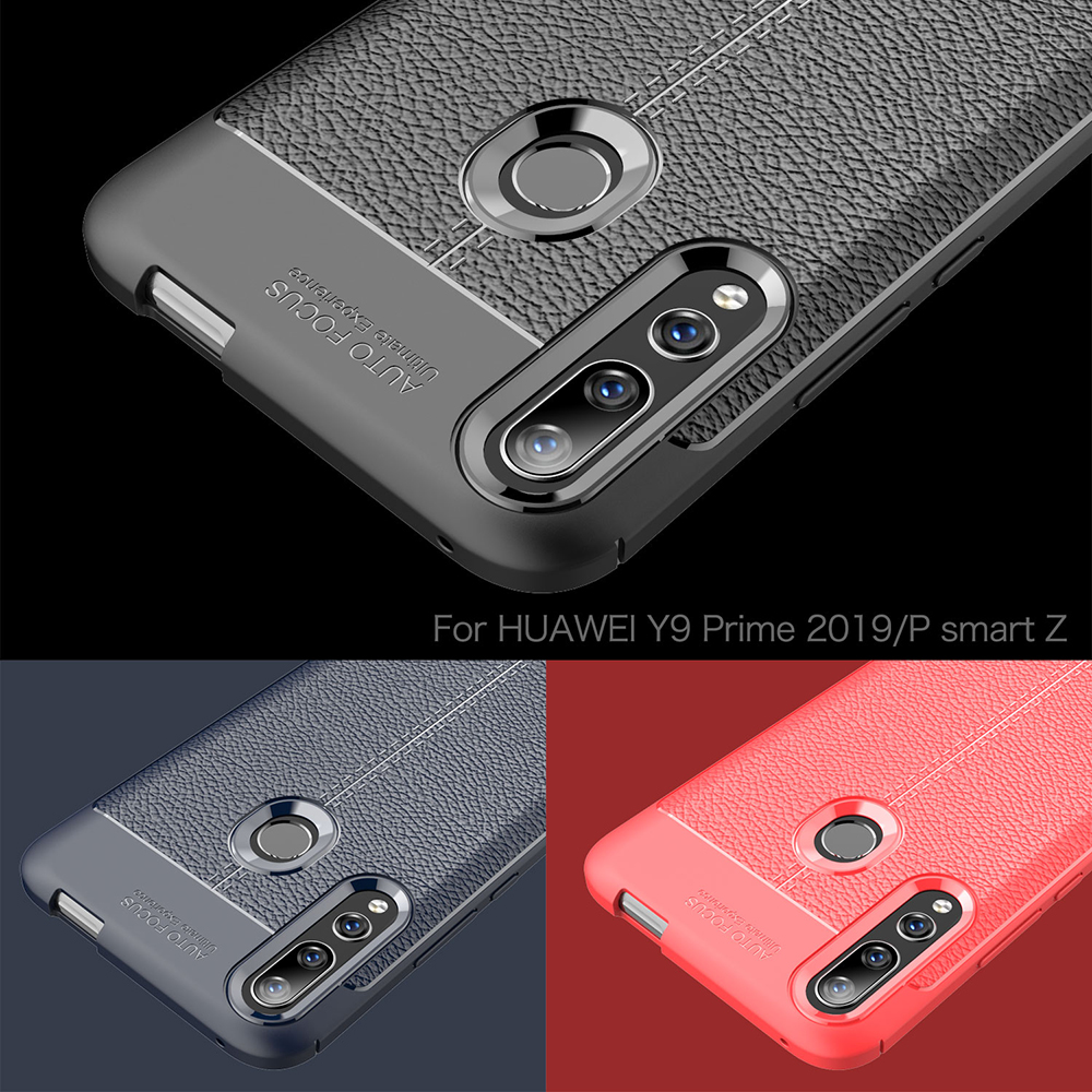 Case Litchi Texture TPU Pour Huawei P Smart Z / Y9 Prime (2019) / Honor 9x (global) - le Noir