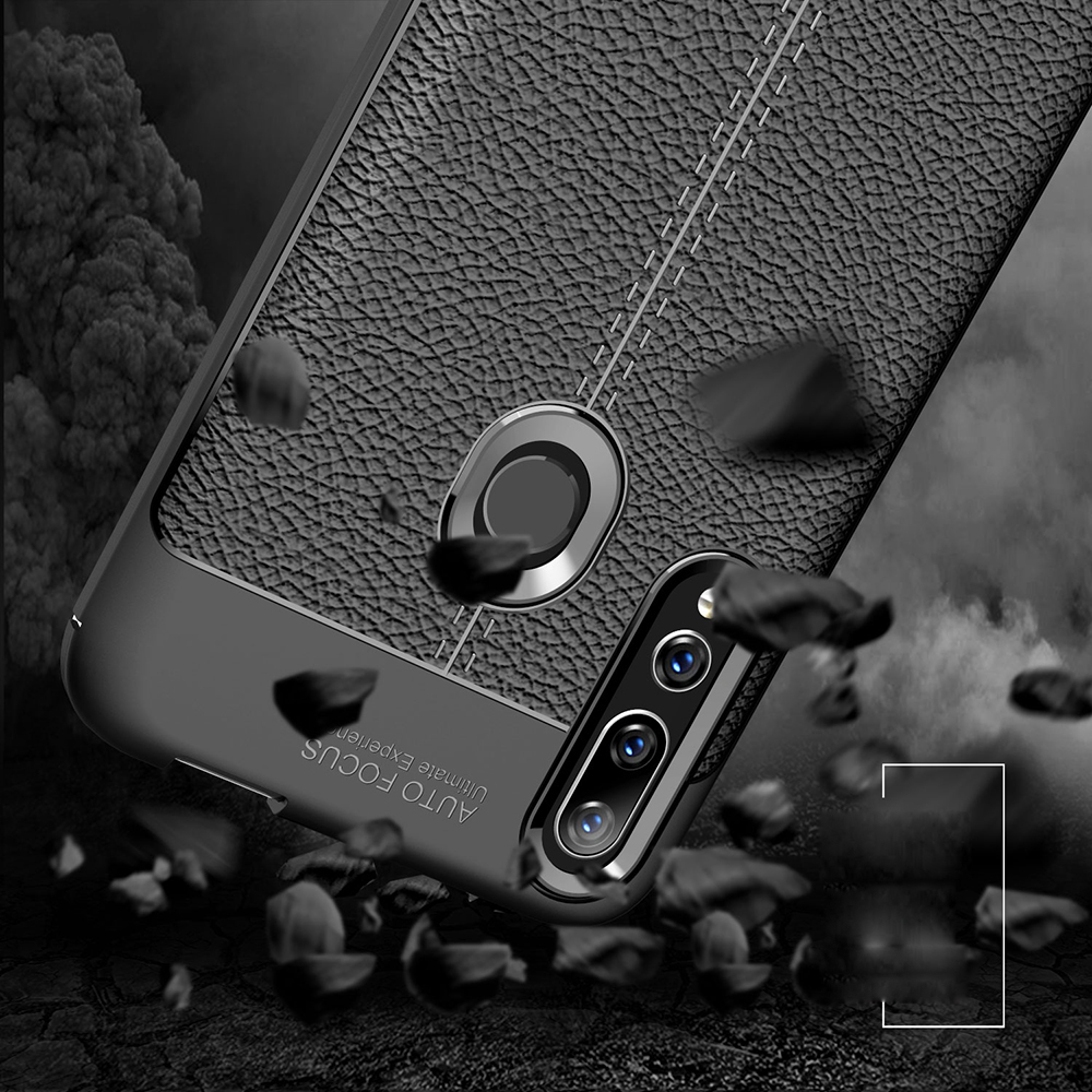 Litchi Texture Tpu Case Para Huawei P Smart Z / Y9 Prime (2019) / Honor 9x (Global) - Negro