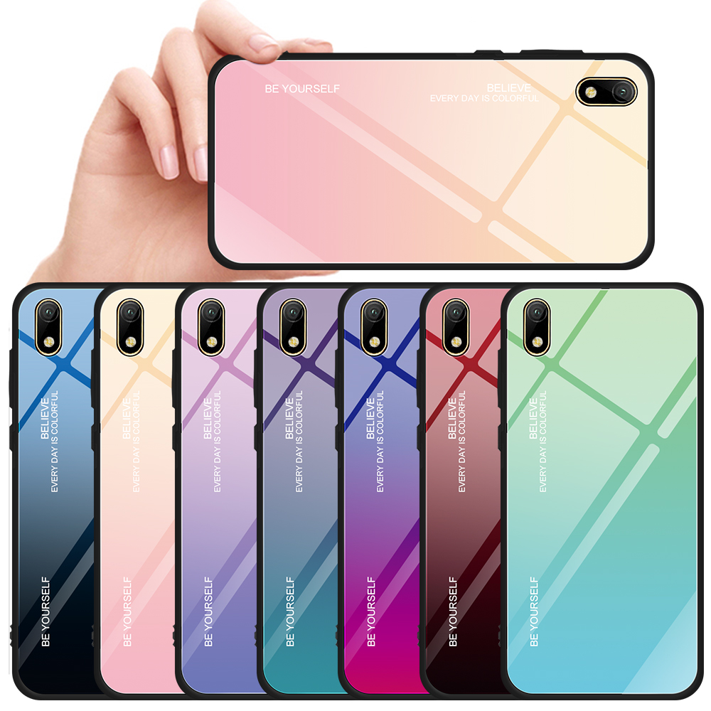 Custodia Ibrida a Colori Gradiente + TPU Per Huawei Y5 (2019) / Huawei Honor 8s - Oro / Rosa