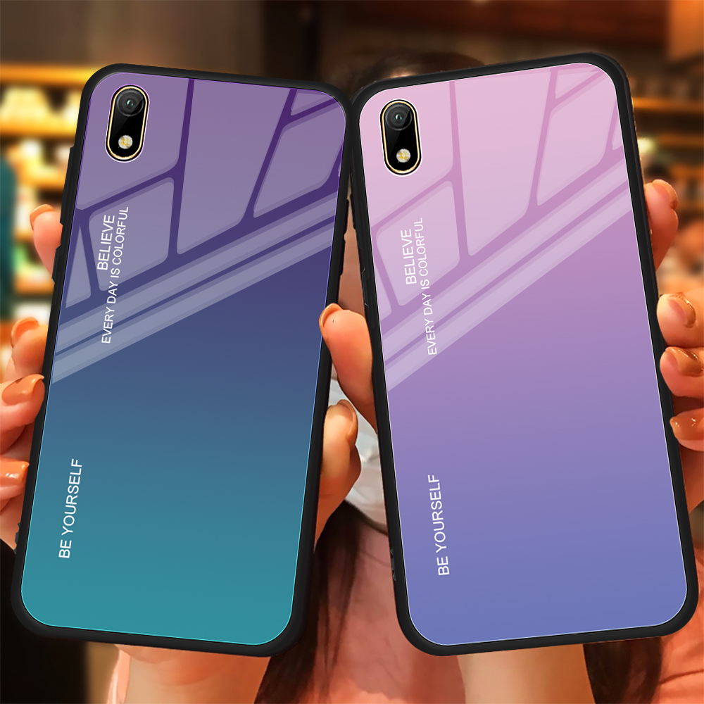 Custodia Ibrida a Colori Gradiente + TPU Per Huawei Y5 (2019) / Huawei Honor 8s - Oro / Rosa