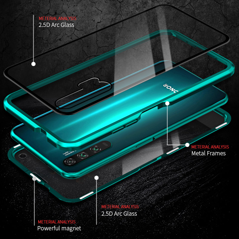 Funda Protectora De Adsorción Magnética Totalmente De Protección + Caja Protectora Del Teléfono De Metal Para Huawei Honor 20s / Honor 20 / NOVA 5T - Rojo