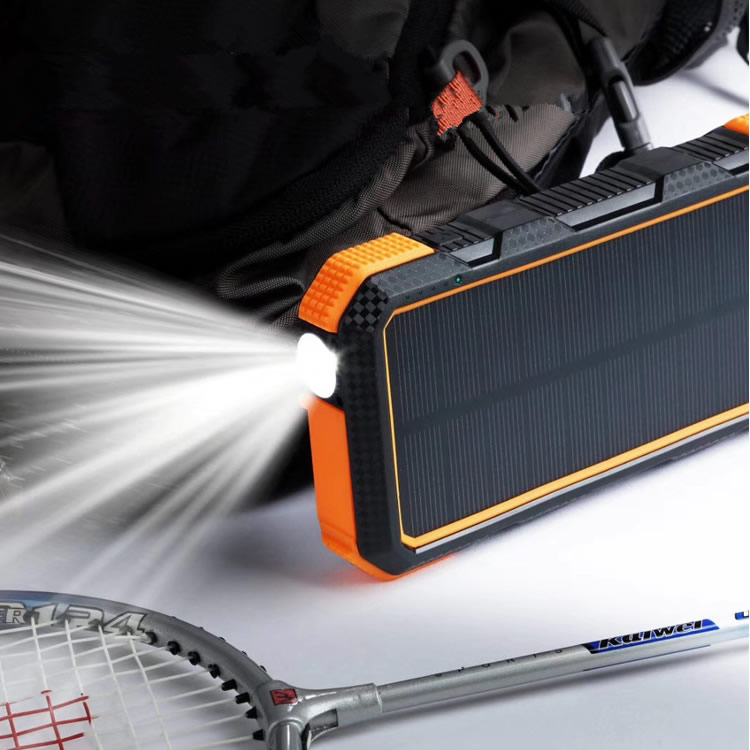 20000mAh Solar Power Bank Wireless Ladegerät Dual USB + Typ-C 18W PD Fast Lading Mobile Power Mit LED-Taschenlampe (nicht Unterstützt FOD-Funktion) - Schwarz