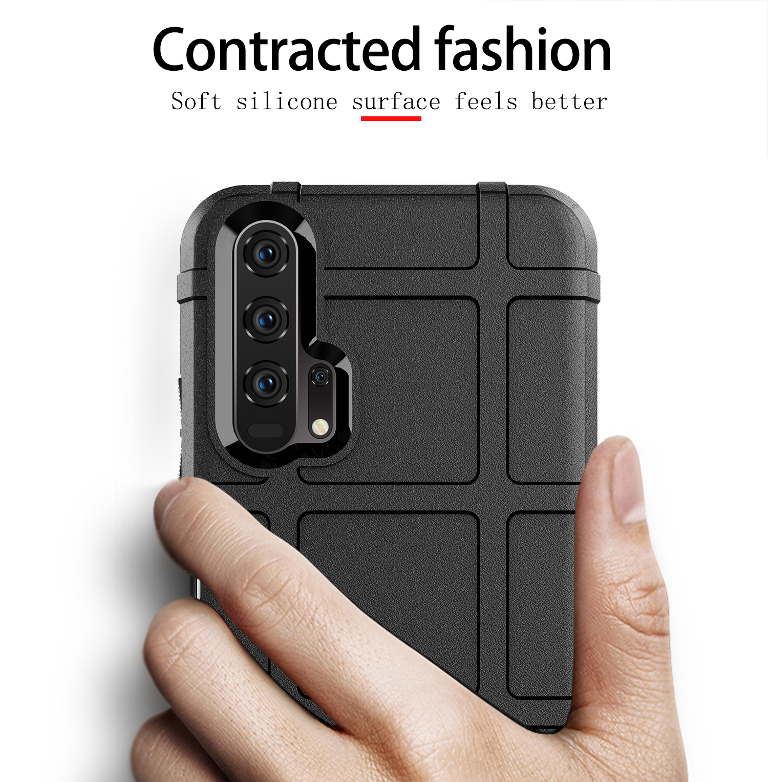 Rugged Square Grid Textur Anti-schock Tpu-telefonkoffer Für Huawei Honor 20 / Ehre 20s - Schwarz