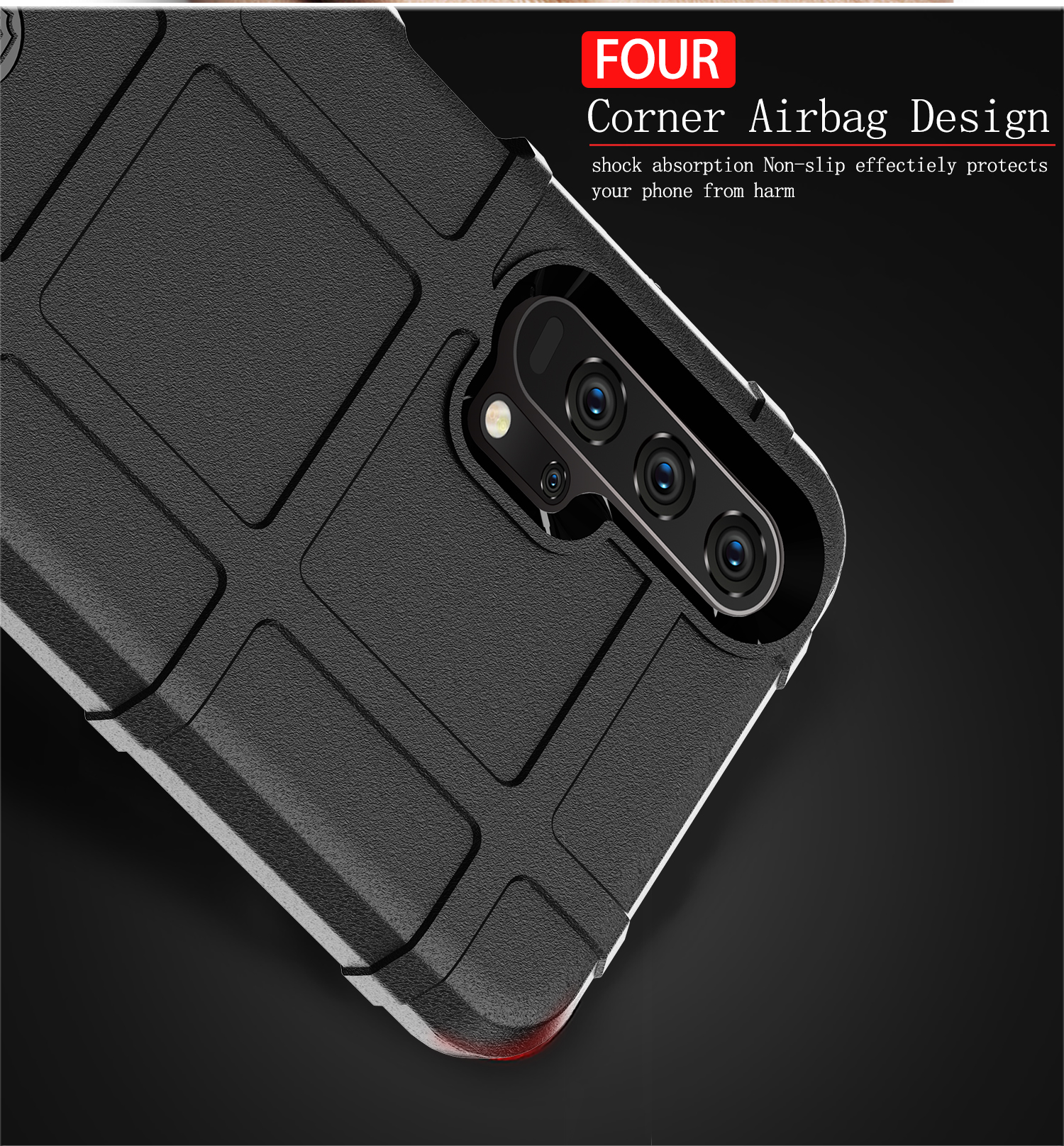 Textura de Grida Quadrada Robusta Textura Anti-chock TPU Case Para Huawei Honor 20 / Honra 20s - Verde