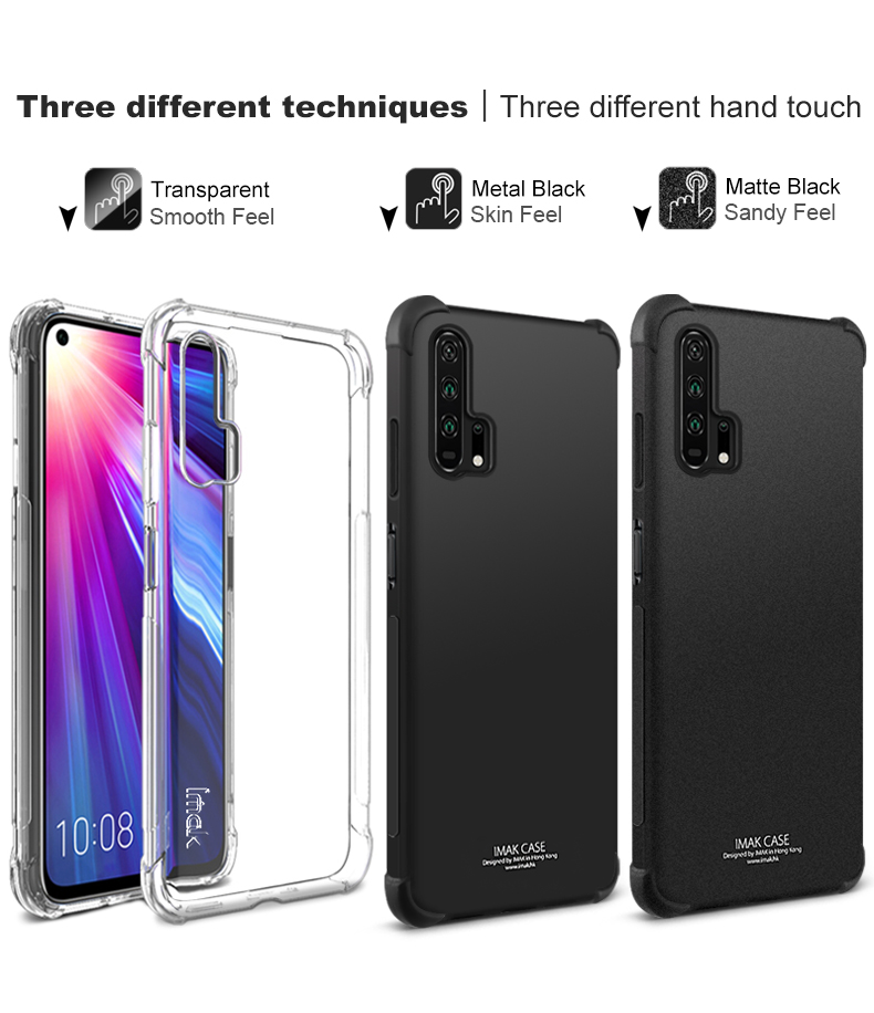 IMAK Silky Anti-drop TPU Capa de Telefone + Filme Protetora Protetora Para Huawei Honor 20 Pro - Metal Black