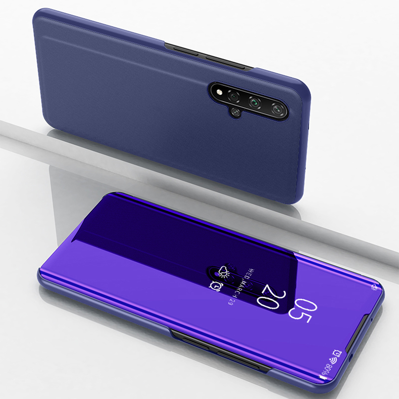 Visualizza la Finestra Placcata Supporto Supporto in Pelle Per Huawei Honor 20/Honor 20s - Rosa