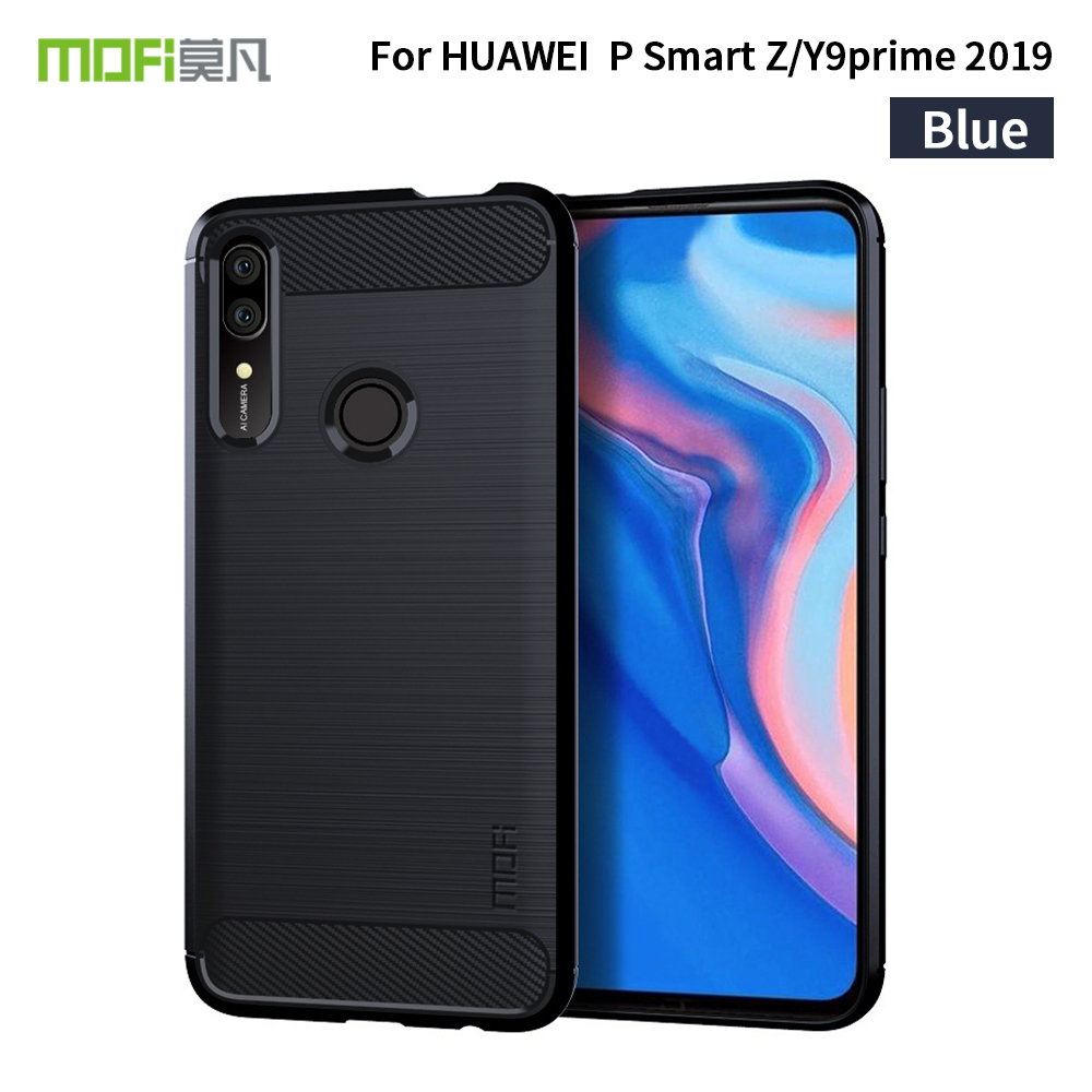 Texture in Fibra di Carbonio Mofi Custodia Tpu Spazzolata Per Huawei Honor 9x (Global)/ P Smart Z / Y9 Prime 2019 / Goditi 10 Plus - Nero