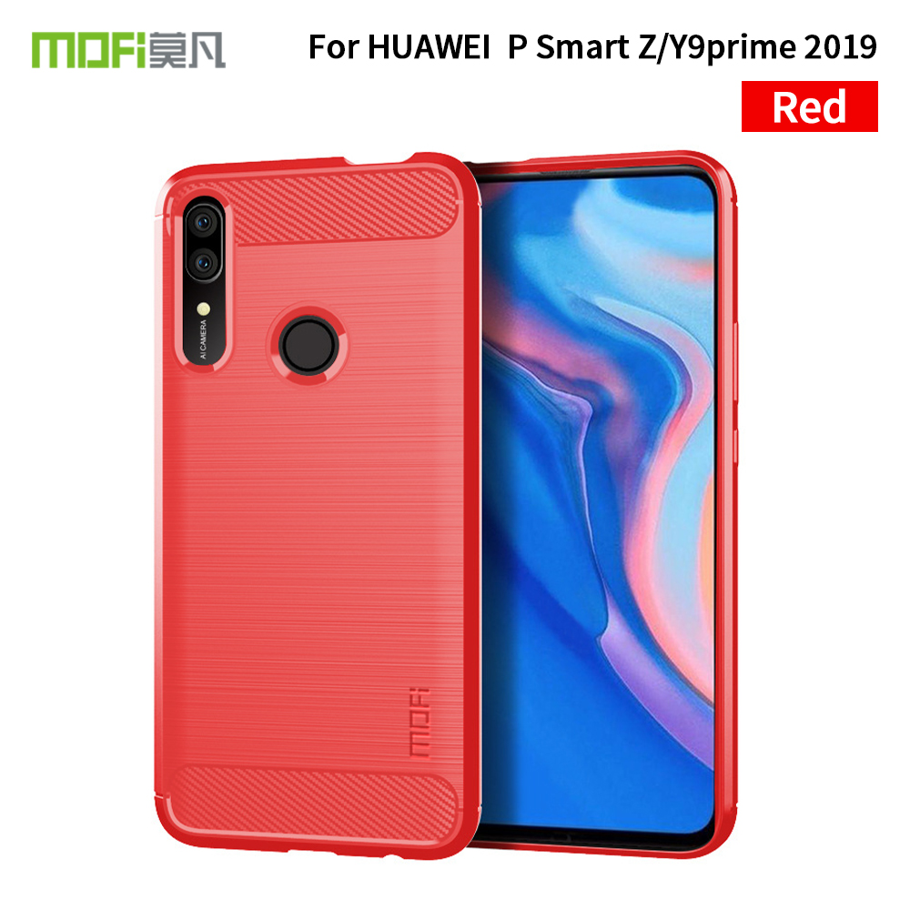 Texture in Fibra di Carbonio Mofi Custodia Tpu Spazzolata Per Huawei Honor 9x (Global)/ P Smart Z / Y9 Prime 2019 / Goditi 10 Plus - Nero