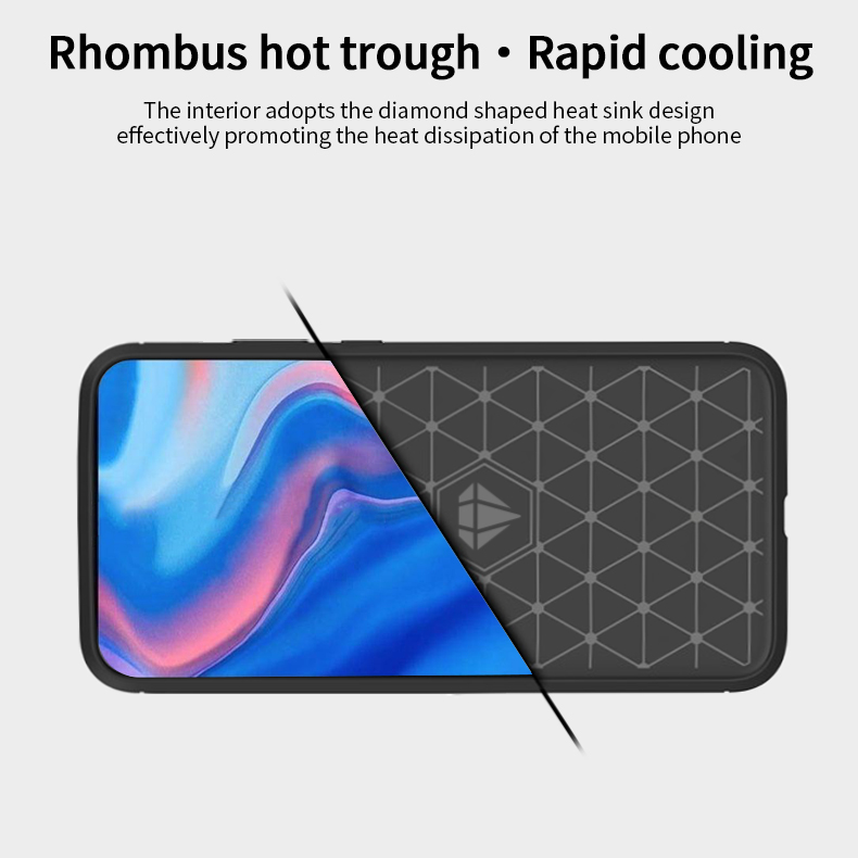 MOFI Texture en Fibre de Carbone Case TPU Brossée Pour Huawei Honor 9X (global) / P Smart Z / Y9 Prime 2019 / Profitez de 10 Plus - le Noir