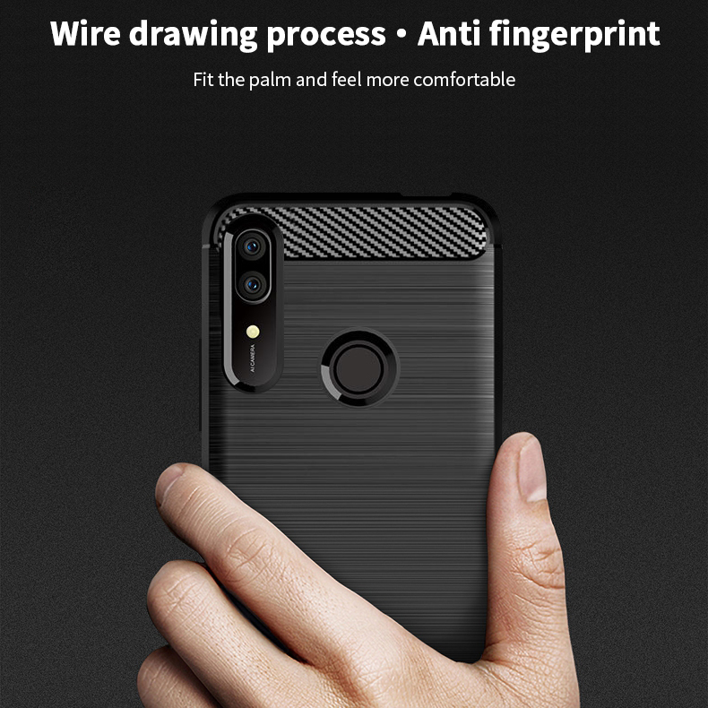 Textura de Fibra de Carbono Mofi Estojo TPU Escovado Para Huawei Honor 9x (Global)/ P Smart Z / Y9 Prime 2019 / Desfrute de 10 Mais - Preto