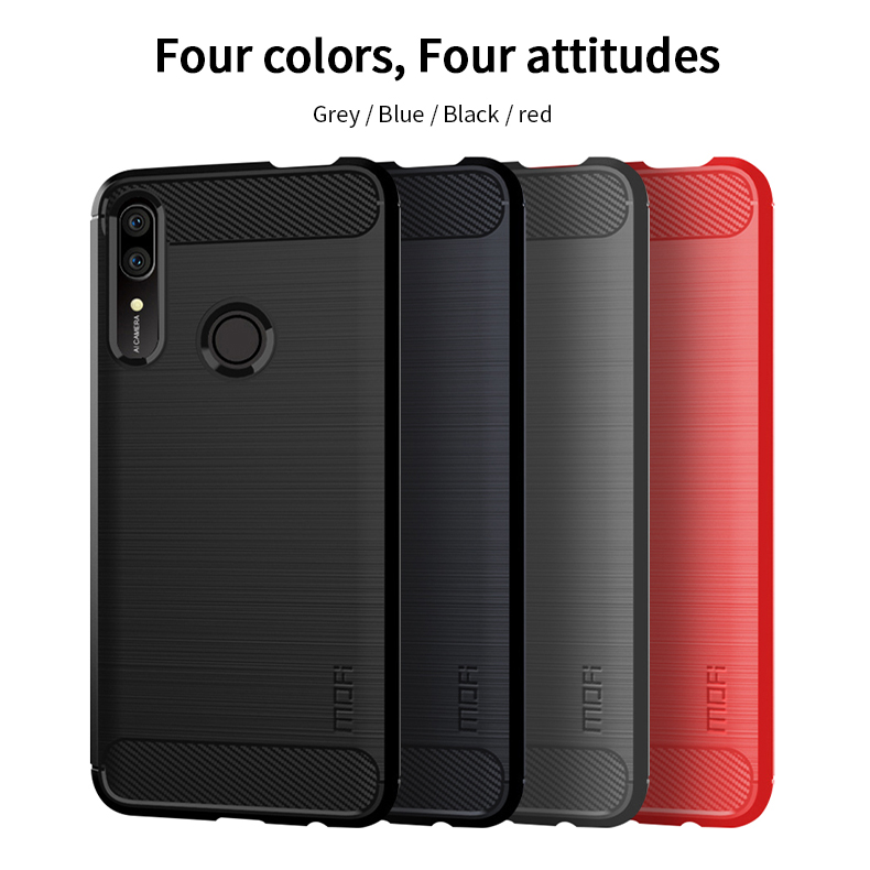 MOFI Texture en Fibre de Carbone Case TPU Brossée Pour Huawei Honor 9X (global) / P Smart Z / Y9 Prime 2019 / Profitez de 10 Plus - le Noir