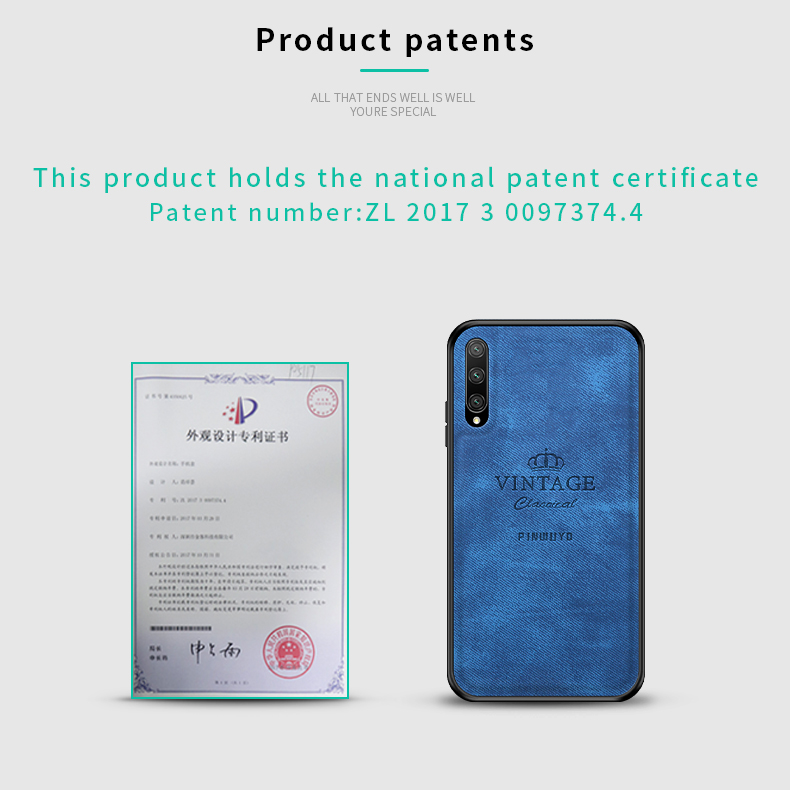 Pinwuyo Honorable Series PC + TPU + Shell de Couro Para Huawei Y9s/honor 9x Pro (china)/honra 9x (para China)/P Smart Pro (2019) - Azul