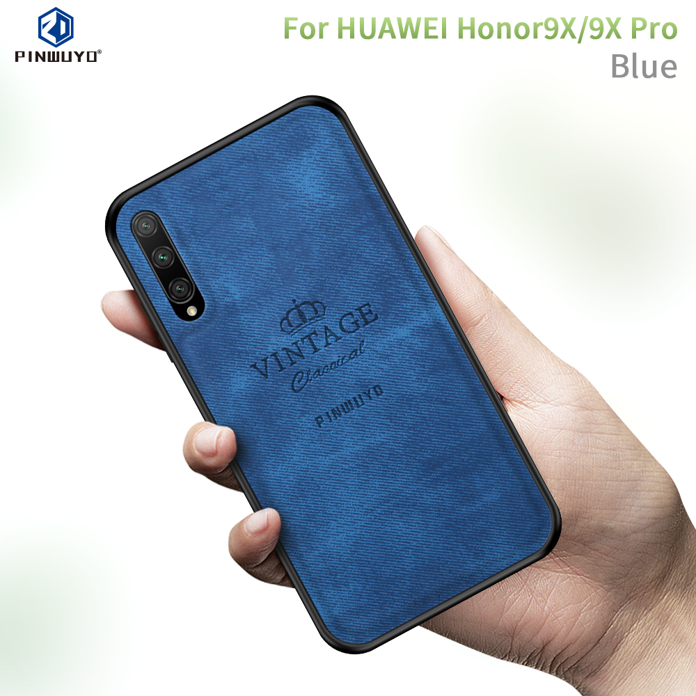 Pinwuyo Honorable Series PC + TPU + Shell de Couro Para Huawei Y9s/honor 9x Pro (china)/honra 9x (para China)/P Smart Pro (2019) - Azul