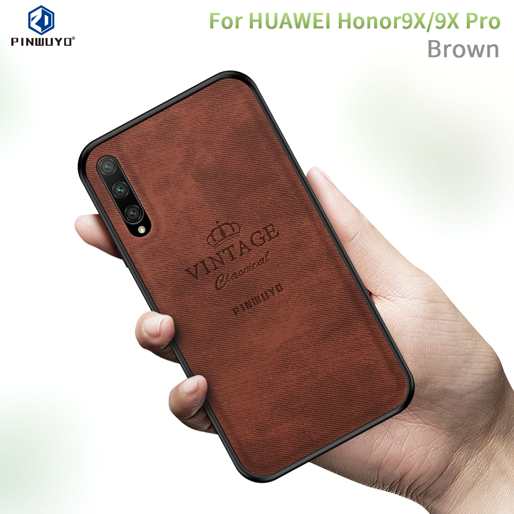 Pinwuyo Honorable Series PC + TPU + Shell de Couro Para Huawei Y9s/honor 9x Pro (china)/honra 9x (para China)/P Smart Pro (2019) - Azul