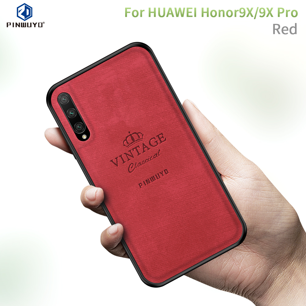 Pinwuyo Honorable Series PC + TPU + Shell de Couro Para Huawei Y9s/honor 9x Pro (china)/honra 9x (para China)/P Smart Pro (2019) - Azul