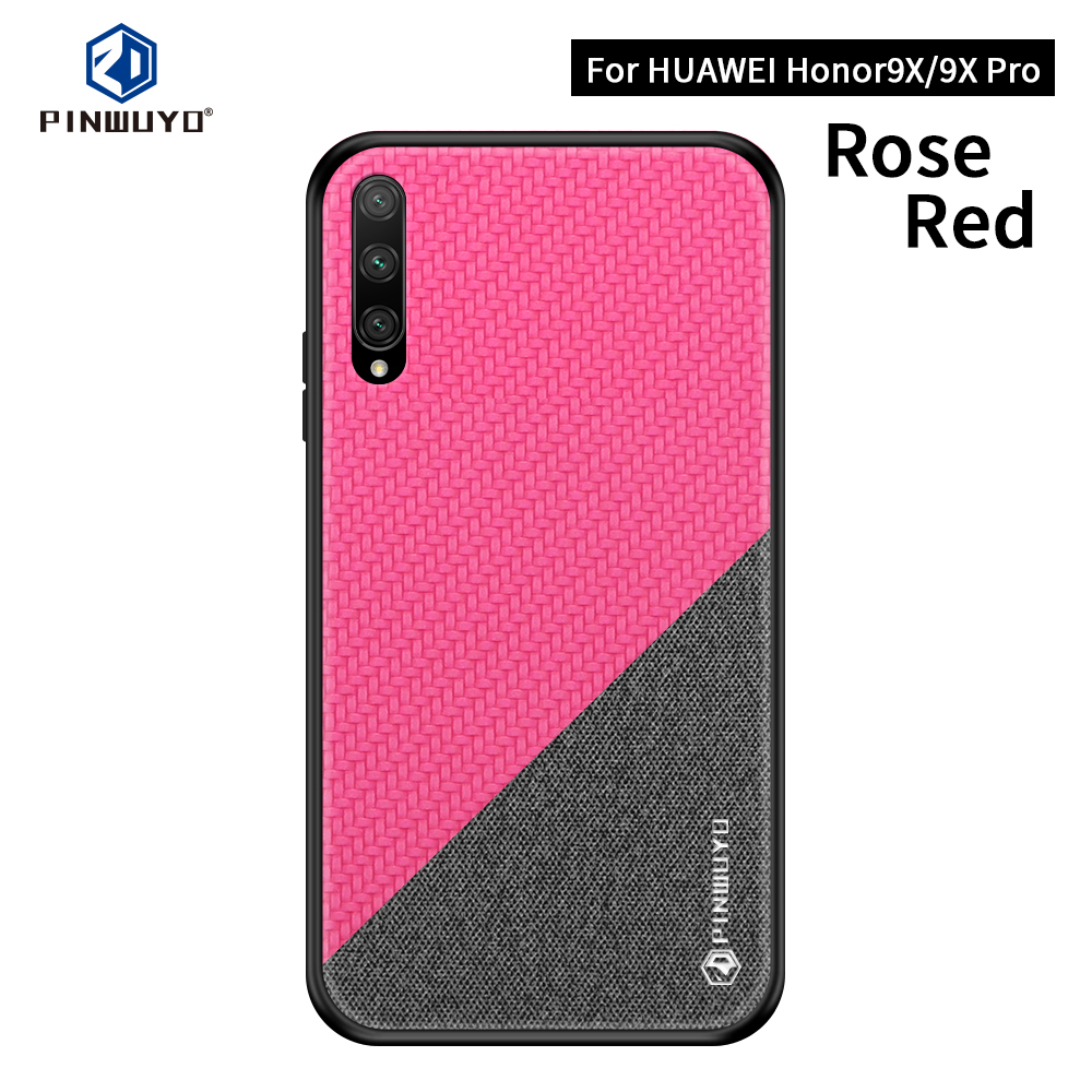 Pinwuyo Honourable Serie PU Leder Beschichtetes PC + TPU Hybrid -hülle Für Huawei Y9s/p Smart Pro 2019/Honor 9x (für China)/9x Pro - Rose