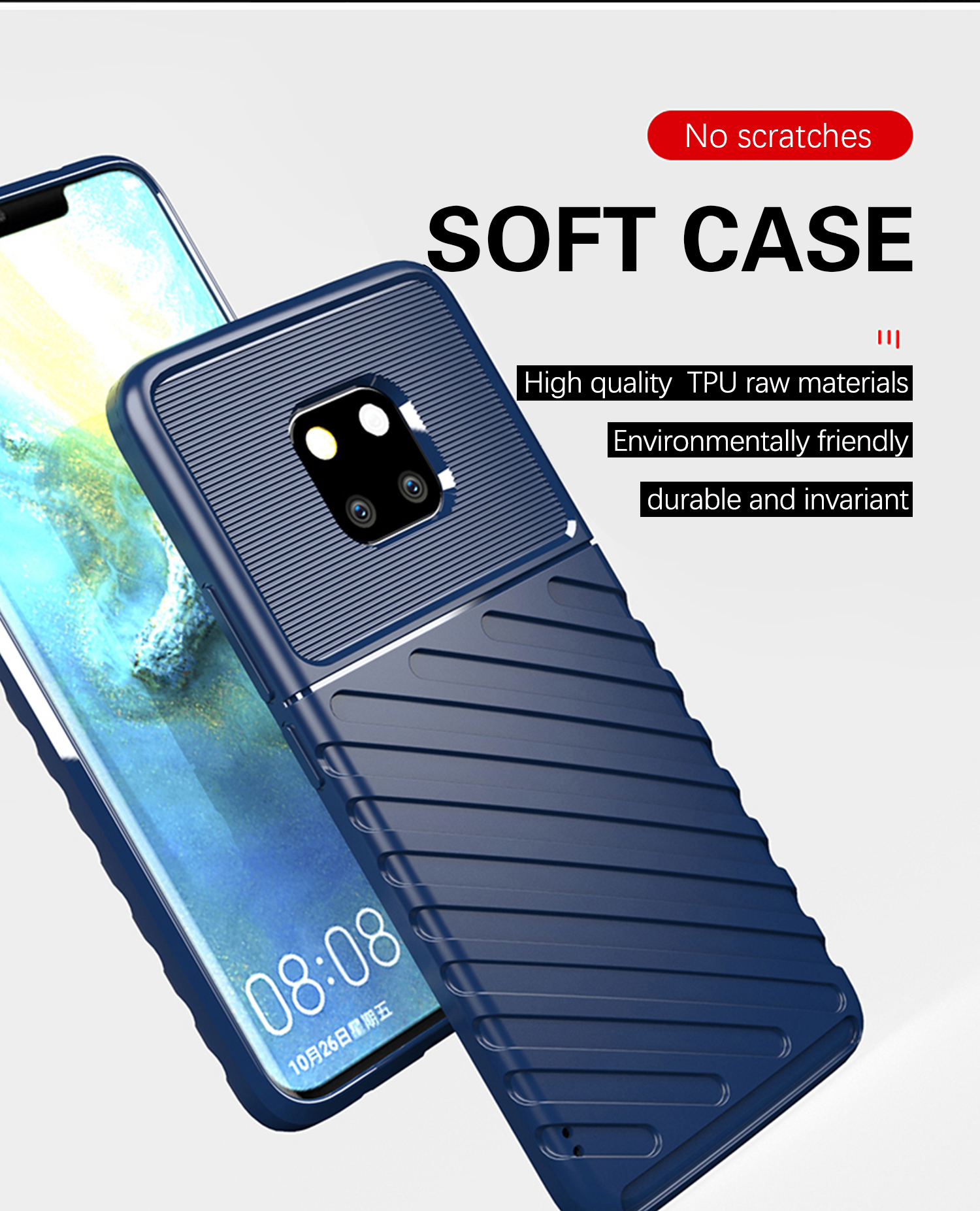 Texture de la Série Thunder Texture Soft TPU Téléphone Back Shell Pour Huawei Mate 20 Pro - le Noir