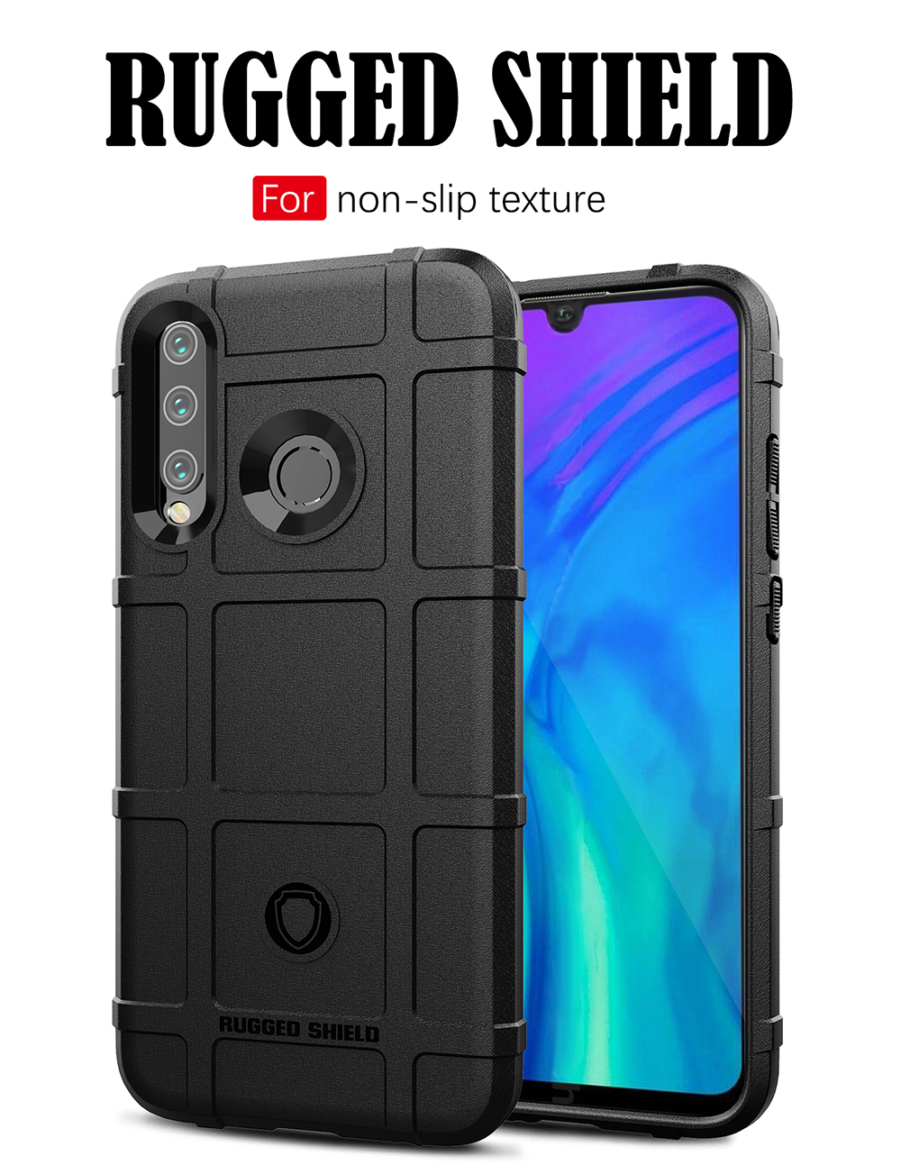 Custodia TPU Della Struttura Della Griglia Quadrata Robusta Antiurto Per Huawei Honor 20 Lite - Nero