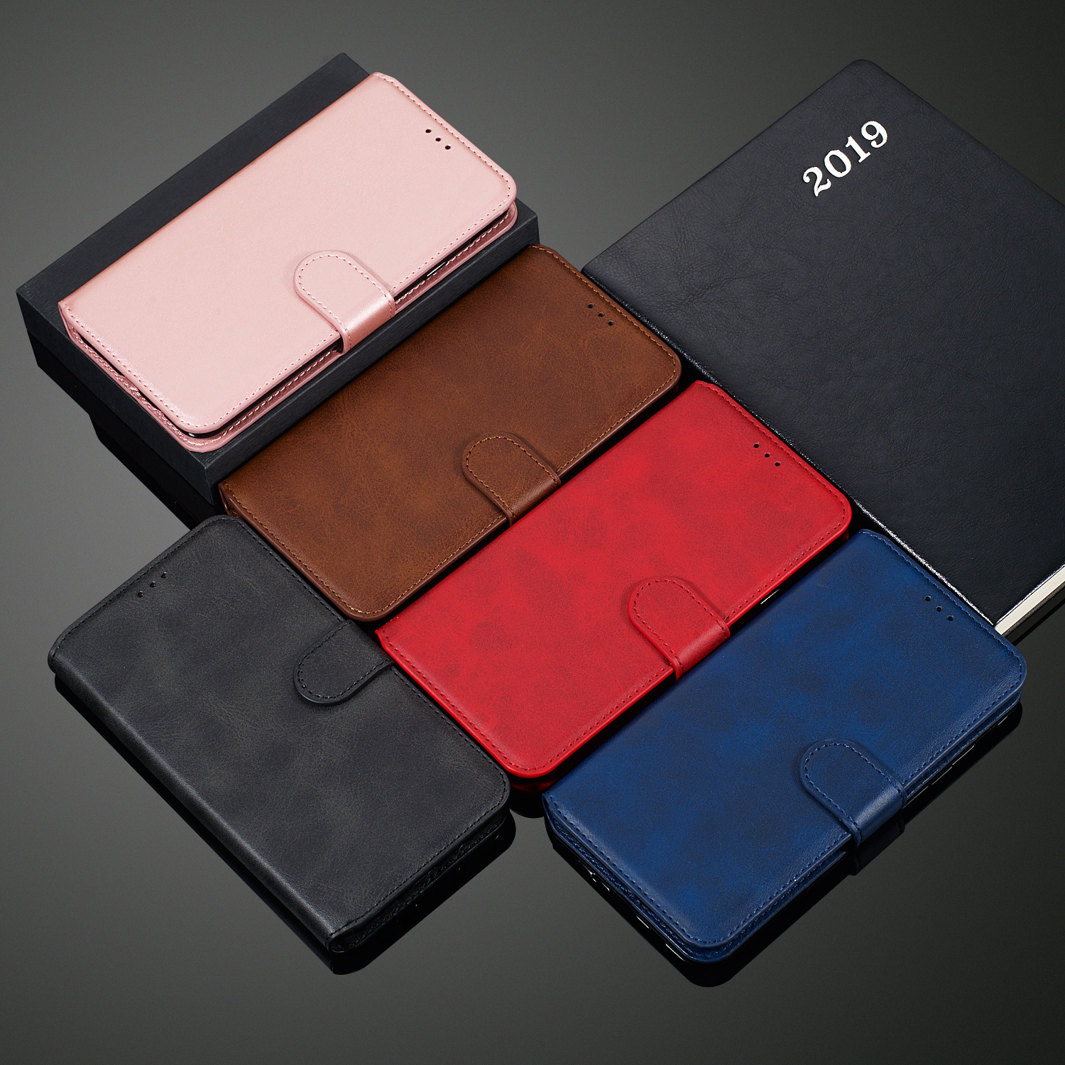 Huawei Y6 Classic Wallet Dermis Bracket Phone Protection Cover (2019, With Fingerprint Sensor) / Honor 8a - Marrón