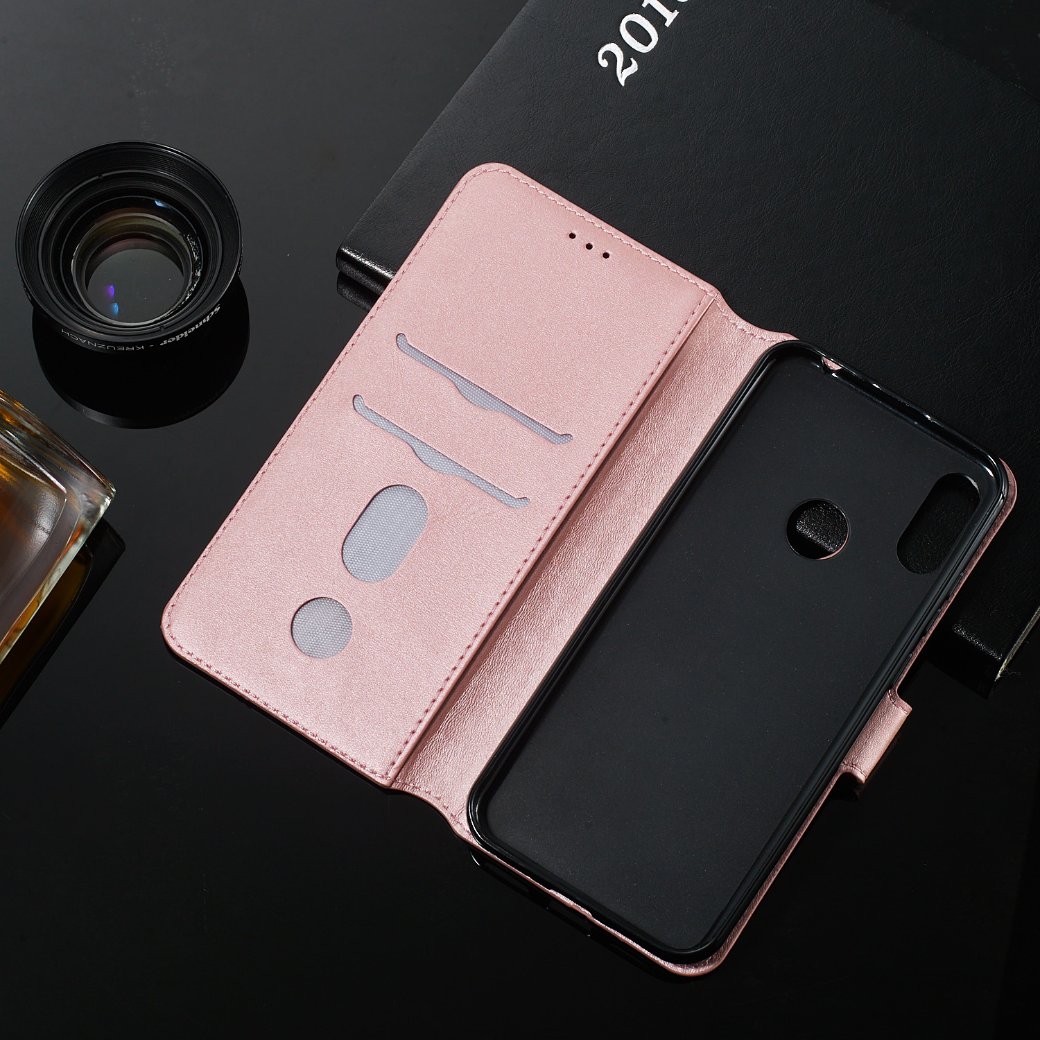 Huawei Y6 Classic Wallet Dermis Bracket Phone Protection Cover (2019, With Fingerprint Sensor) / Honor 8a - Marrón