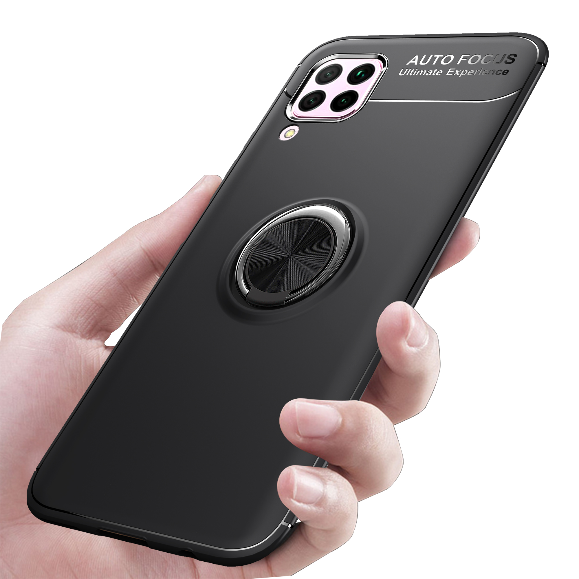 Per Huawei Nova 6 Se/nova 7i/p40 Lite Anghing Kickstand Copertura TPU Foglio Metallico Incorporato - Nero / Rosso