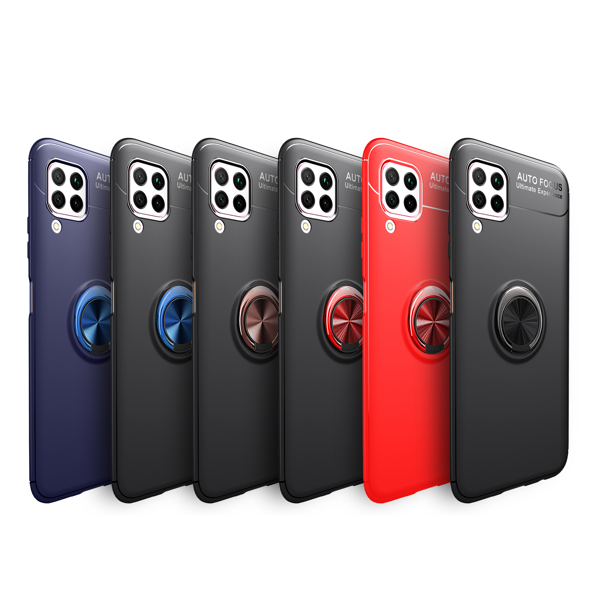 Pour Huawei Nova 6 se / Nova 7i / P40 Lite Finger Ring Kickstand TPU Couverture Intérieur Intérêt - le Noir / Rouge