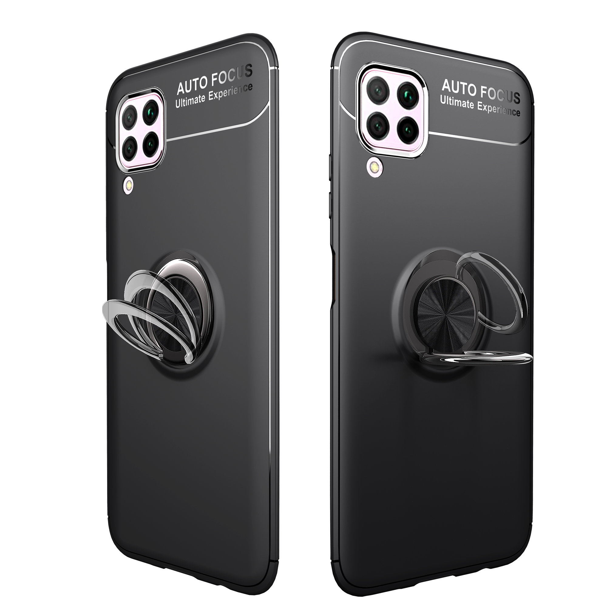 Para Huawei Nova 6 Se/nova 7i/P40 Lite Ring Ring Kickstand TPU Tampa de Metal Embutida Folha de Metal - Preto / Vermelho