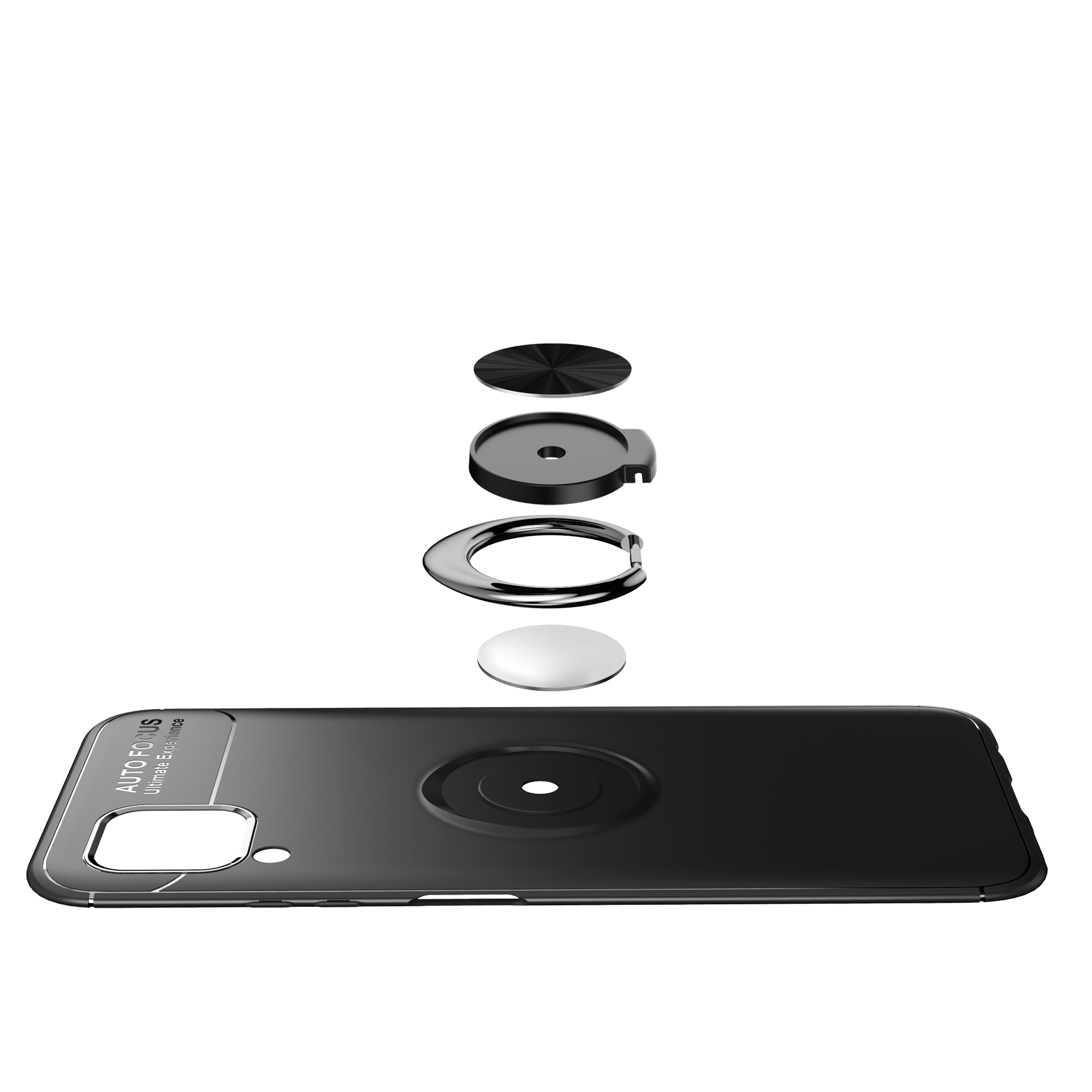 Für Huawei Nova 6 Se/nova 7i/P40 Lite Finger Ring Kickstand Tpu-abdeckung Eingebaute Metallblatt - Schwarz / Rot