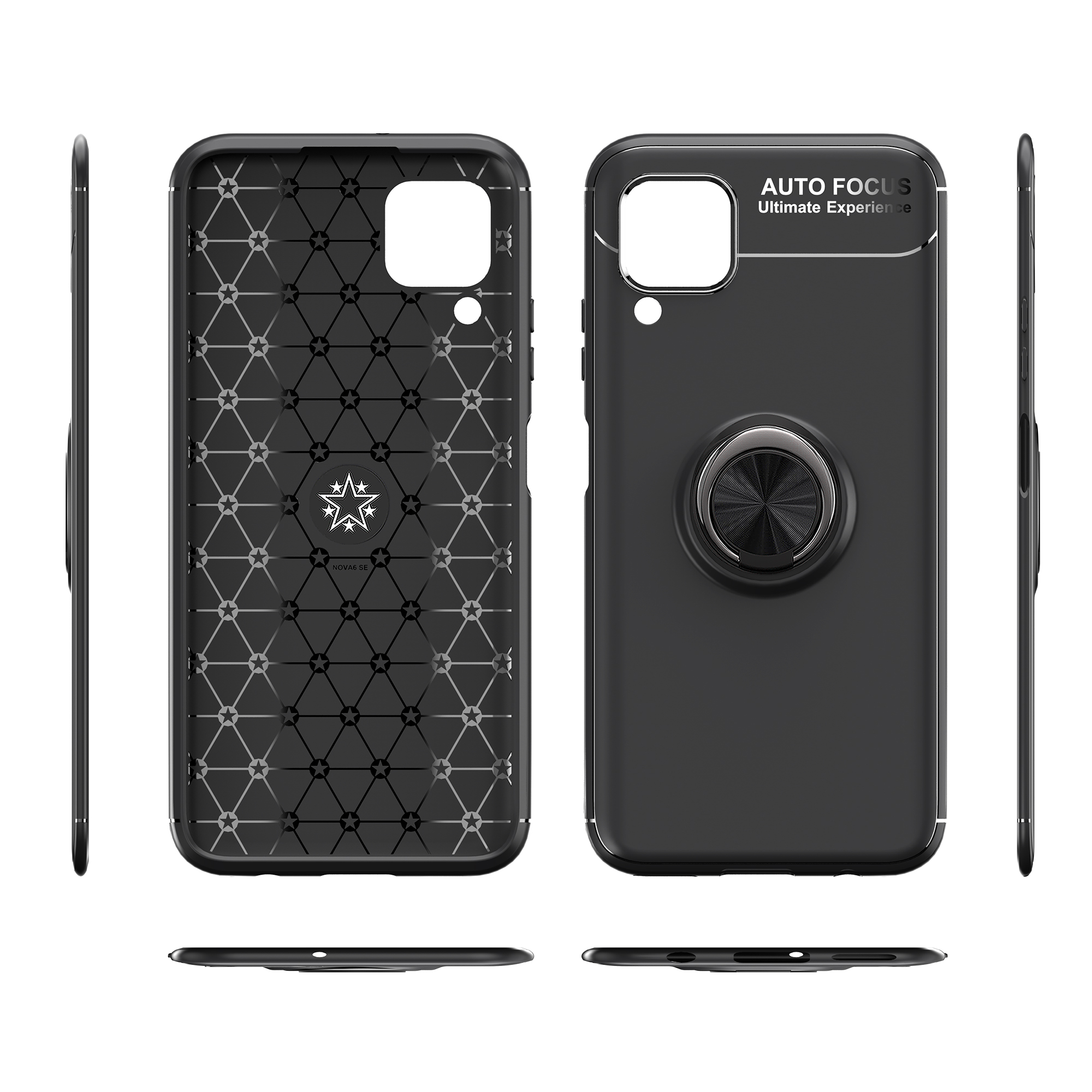 Für Huawei Nova 6 Se/nova 7i/P40 Lite Finger Ring Kickstand Tpu-abdeckung Eingebaute Metallblatt - Schwarz / Rot