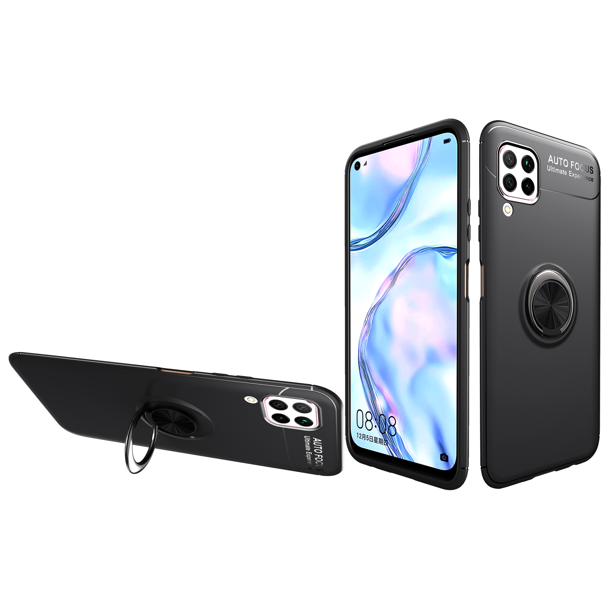 Pour Huawei Nova 6 se / Nova 7i / P40 Lite Finger Ring Kickstand TPU Couverture Intérieur Intérêt - le Noir / Rouge