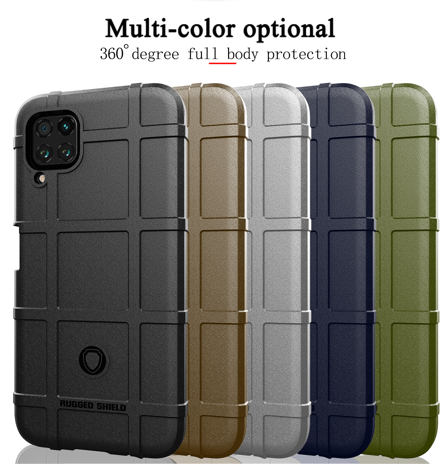 Insinriata Robusta Superficie Quadrata TPU Coperchio Cellulare Per Huawei P40 Lite/nova 7i/nova 6 SE - Army Green