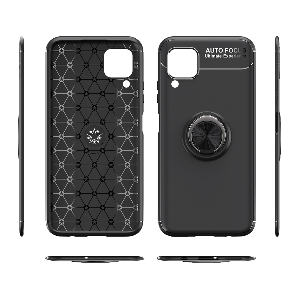 Cubierta de Teléfono TPU de Kickstand TPU de Lenuo [hoja de Metal Magnético Incorporado] Para Huawei Nova 6 SE/Nova 7i/P40 Lite - Negro