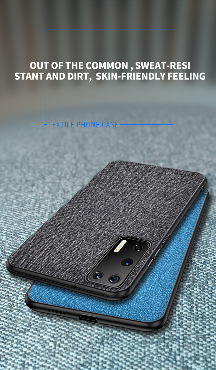 Textura de Pano PC + TPU Combo Case Para Huawei P40 - Cinza