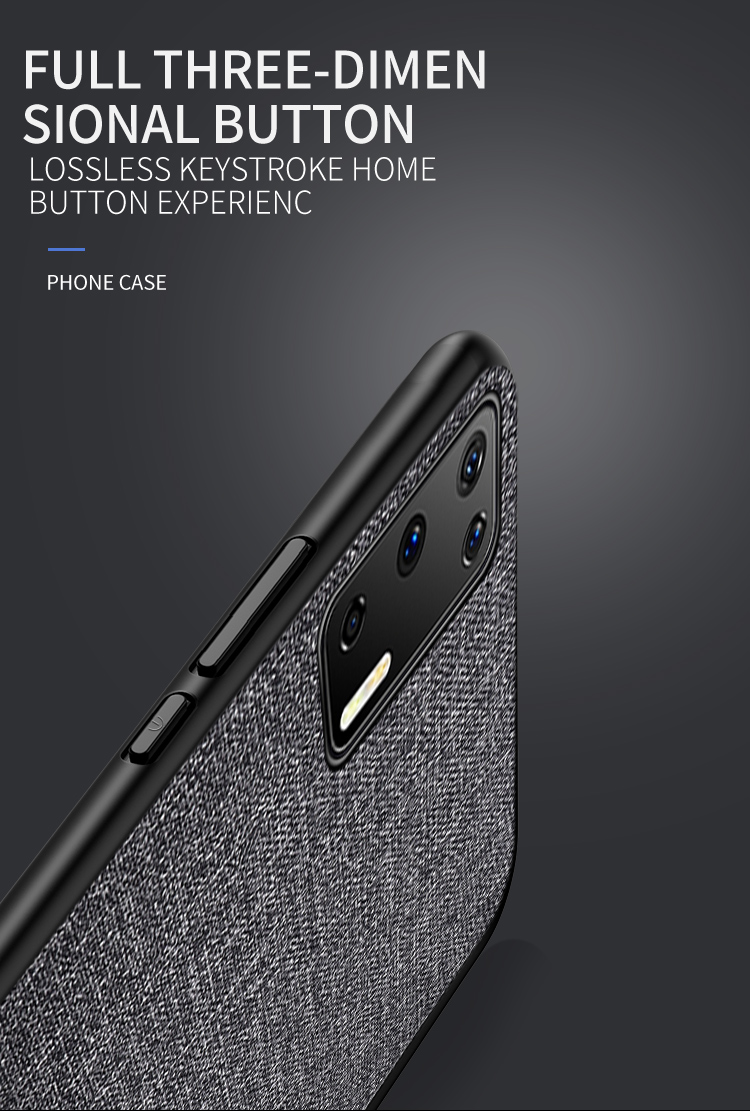 Textura de Pano PC + TPU Combo Case Para Huawei P40 - Cinza