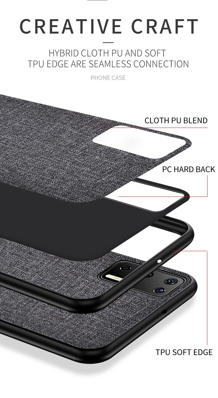 Texture in Stoffa PC + Custodia Combinata TPU Per Huawei P40 - Grigio