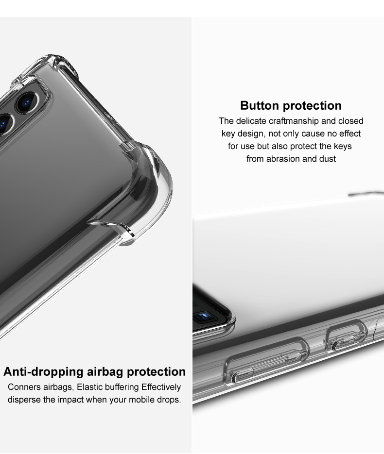 IMAK Anti-drop Soft TPU TPU Mobile Phone Cover Avec Film de Protection D'écran Pour Huawei Nova 6 se / P40 Lite / Nova 7i - Transparent