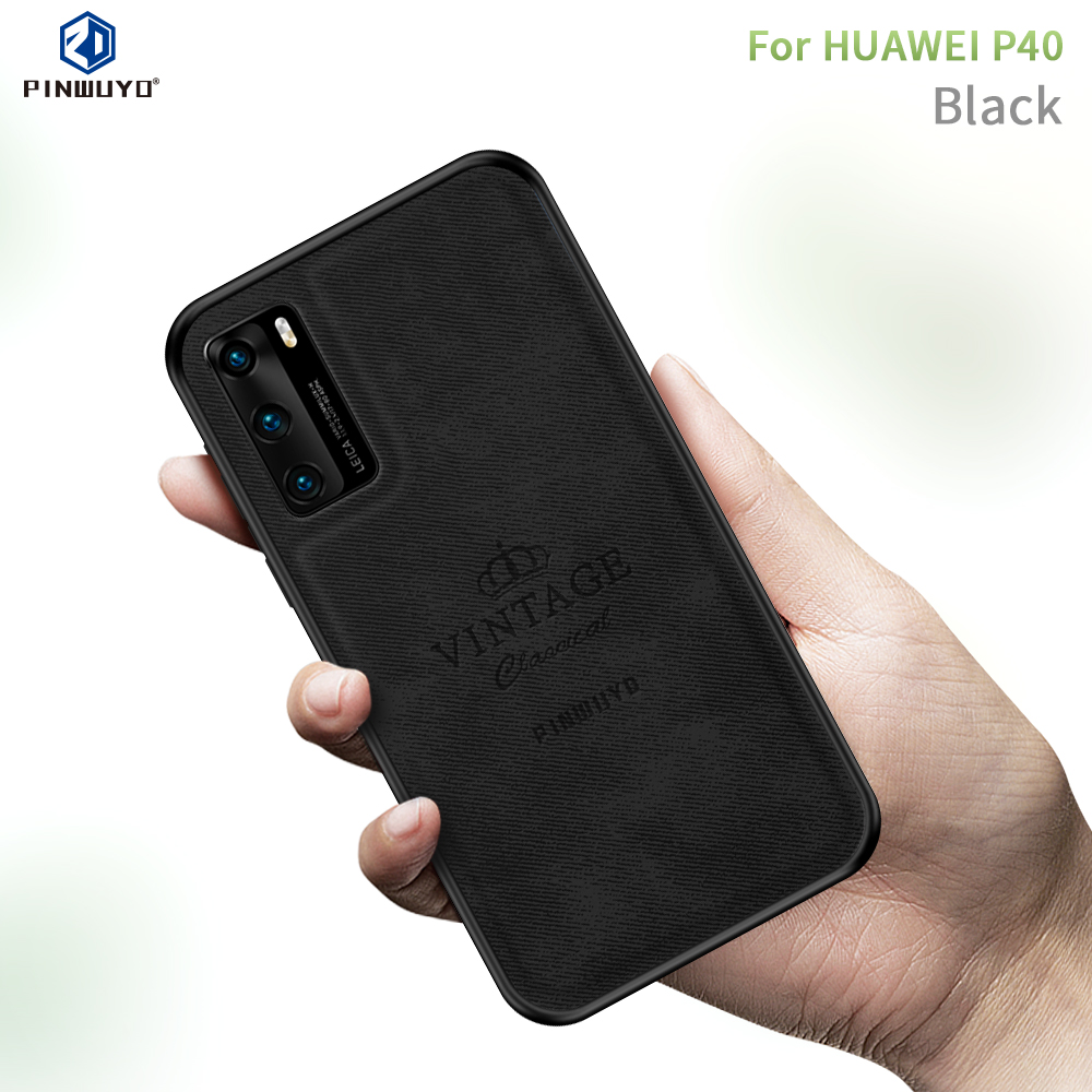 Pinwuyo Honorable Series PU Cuero PC TPU TPU Shell Para Huawei P40 - Negro