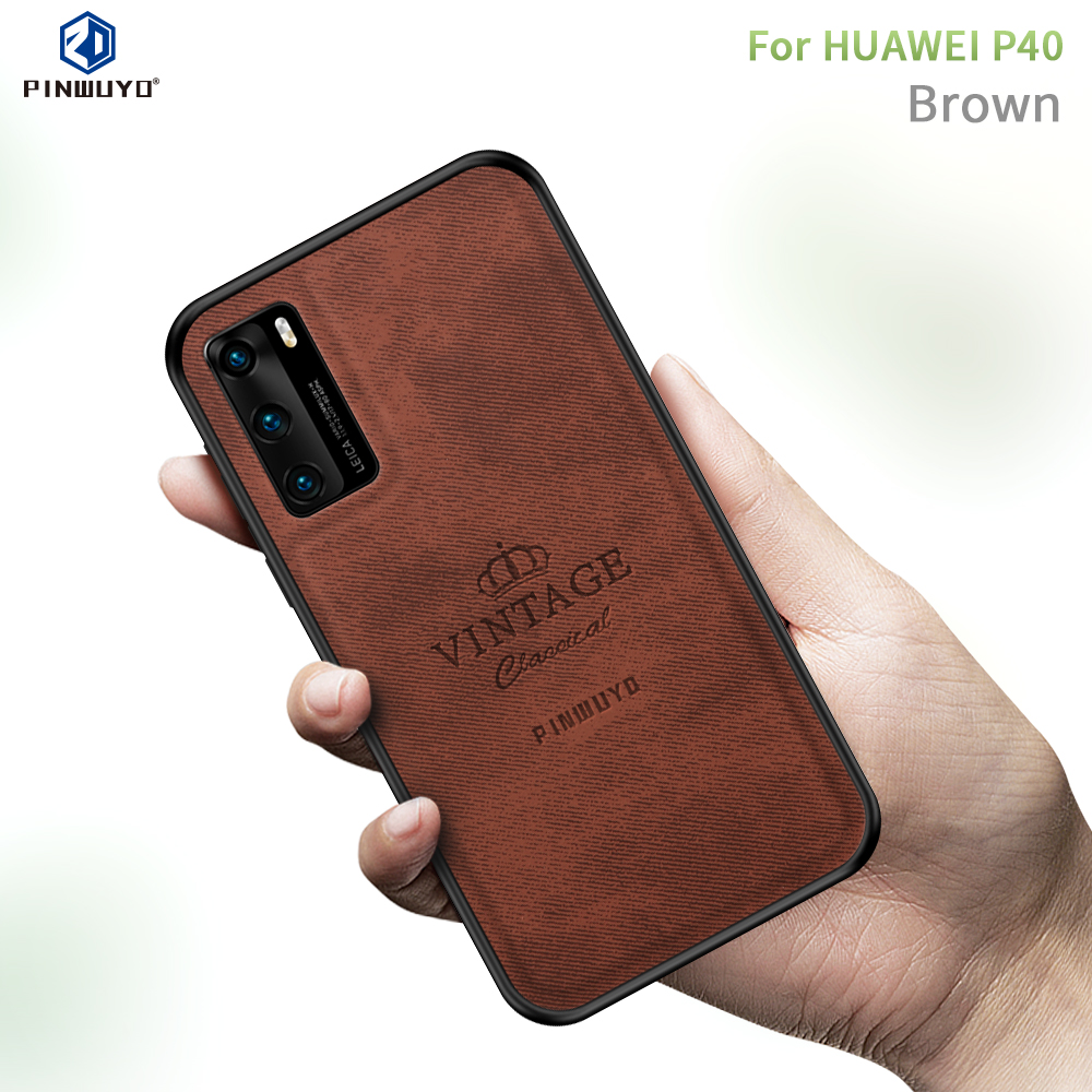 Pinwuyo Honorable Series PU Cuero PC TPU TPU Shell Para Huawei P40 - Negro