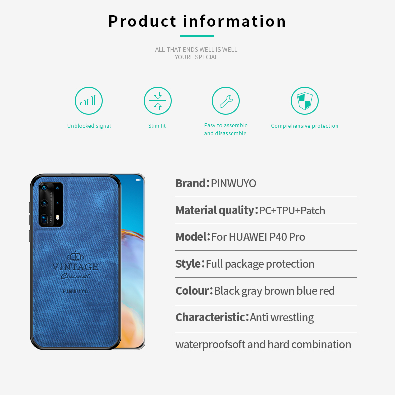 Pinwuyo Honwable Series Anti-Fall Hybrid Back Shell Para Huawei P40 Pro / P40 Pro Plus - Cinza