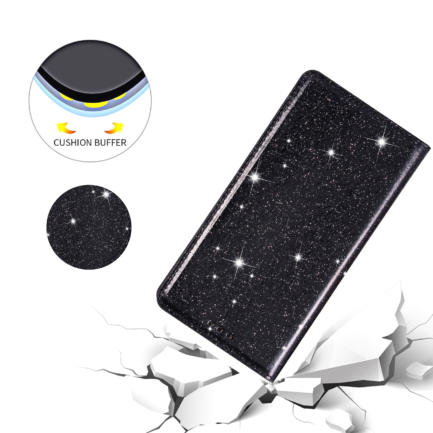 Flash Pó Auto-absorção De Couro Capa De Suporte Para Huawei P40 Lite / Nova 6 SE / Nova 7i - Rosa Ouro