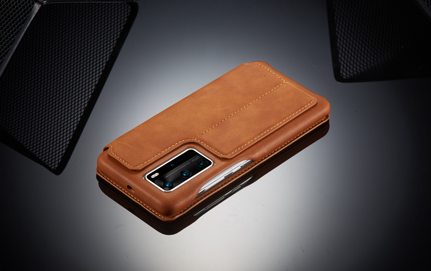 Lc. Imeeke Retro Flip Carto de Cartão Capa de Carro de Carro de Carro Para Huawei P40 - Castanho