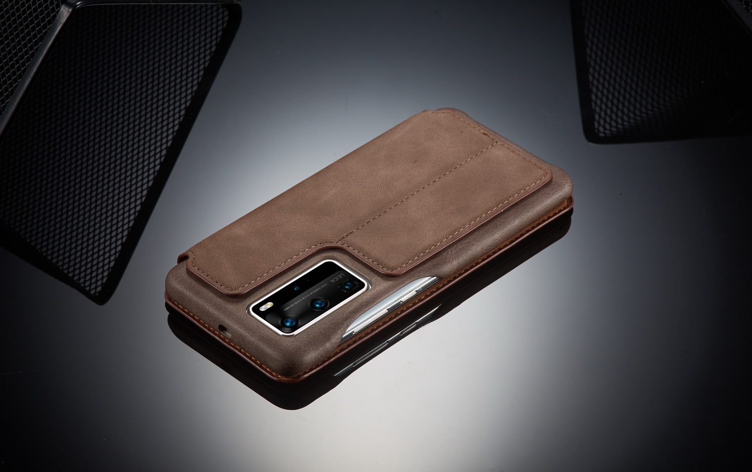 Lc. Imeeke Retro Style Flip Leather Holder Case Cope Case Для Huawei P40 - Коричневый