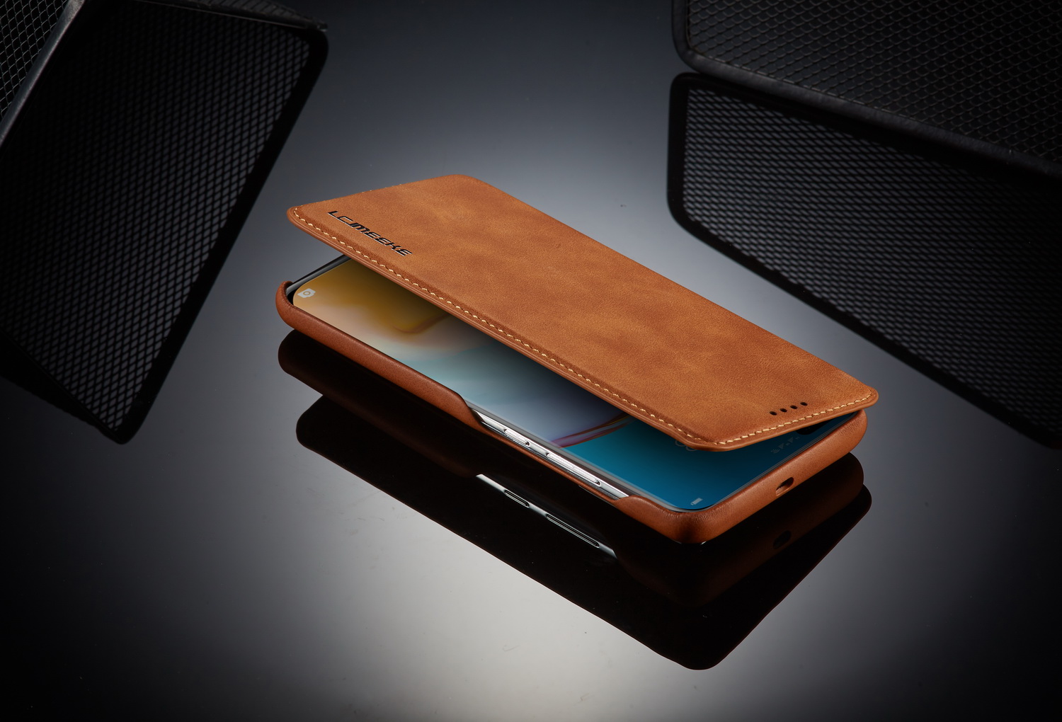 Lc. Imeeke Retro Style Flip Leather Tarjeta de Cuero Cubierta Telefónica Para Huawei P40 - Marrón