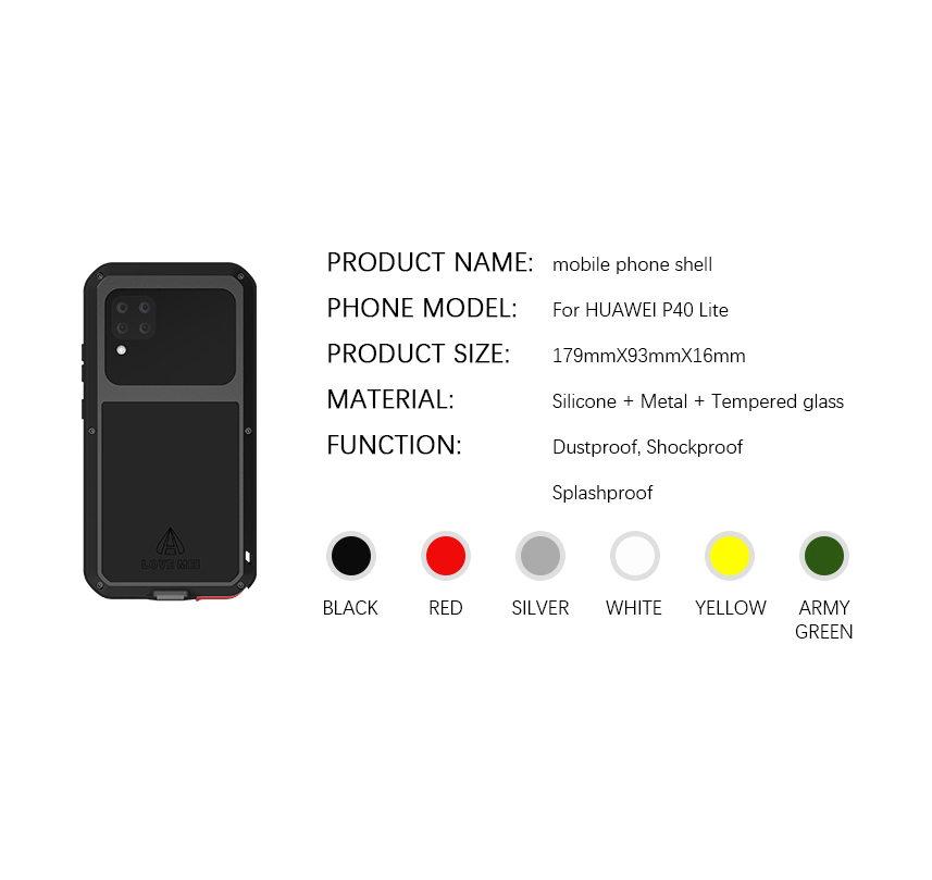 Liebe Mei Staubdestofes, Schockdes Spritzer Verteidiger Shell Für Huawei P40 Lite/nova 6 Se/nova 7i - Schwarz