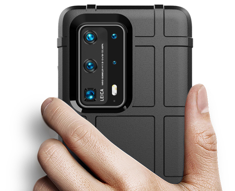 Estuche De Cuadrícula Cuadrada Resistente, Espesado, Caso Anti-shock TPU Para Huawei P40 Pro + - Negro