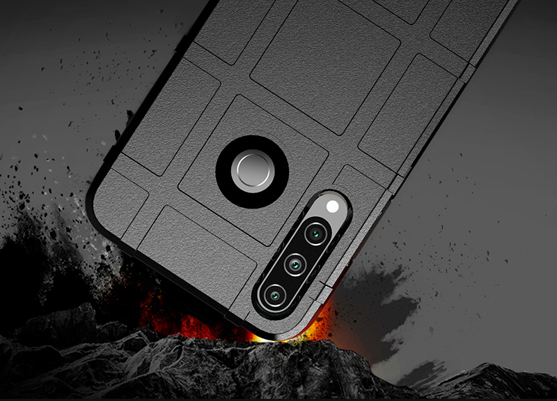 Textura De Cuadrícula Cuadrada Anti-shock Espesa Funda TPU Para Huawei Y6P - Negro