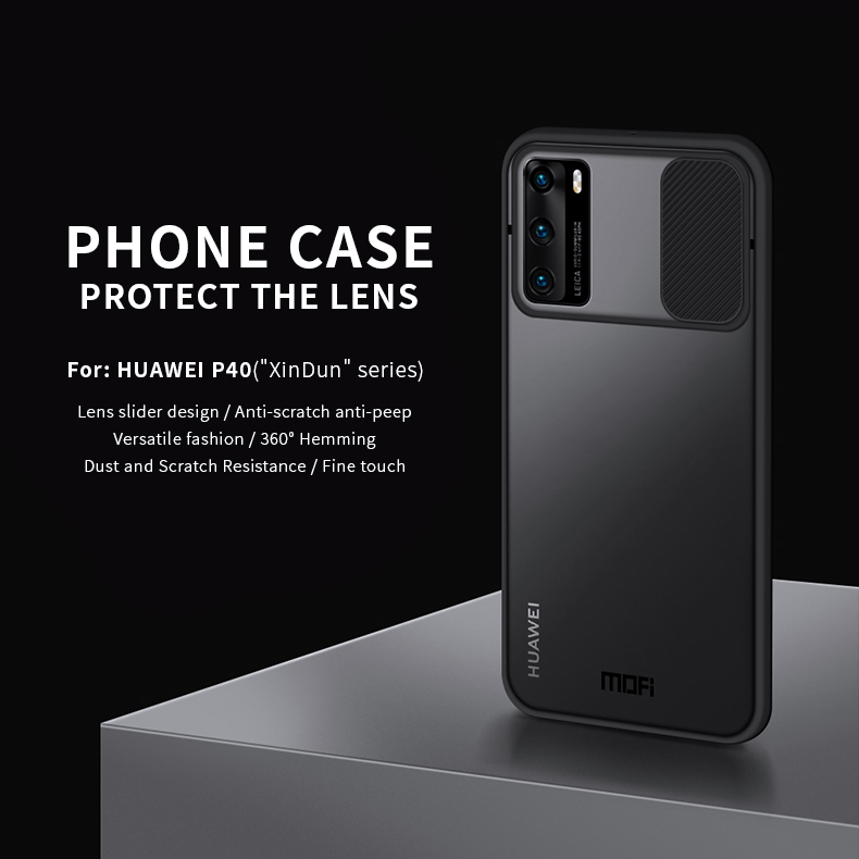 Mofi Xindun Series Shock Presh PC+TPU Case de Teléfono Con Protector de Protección de Lente Para Huawei P40 - Negro