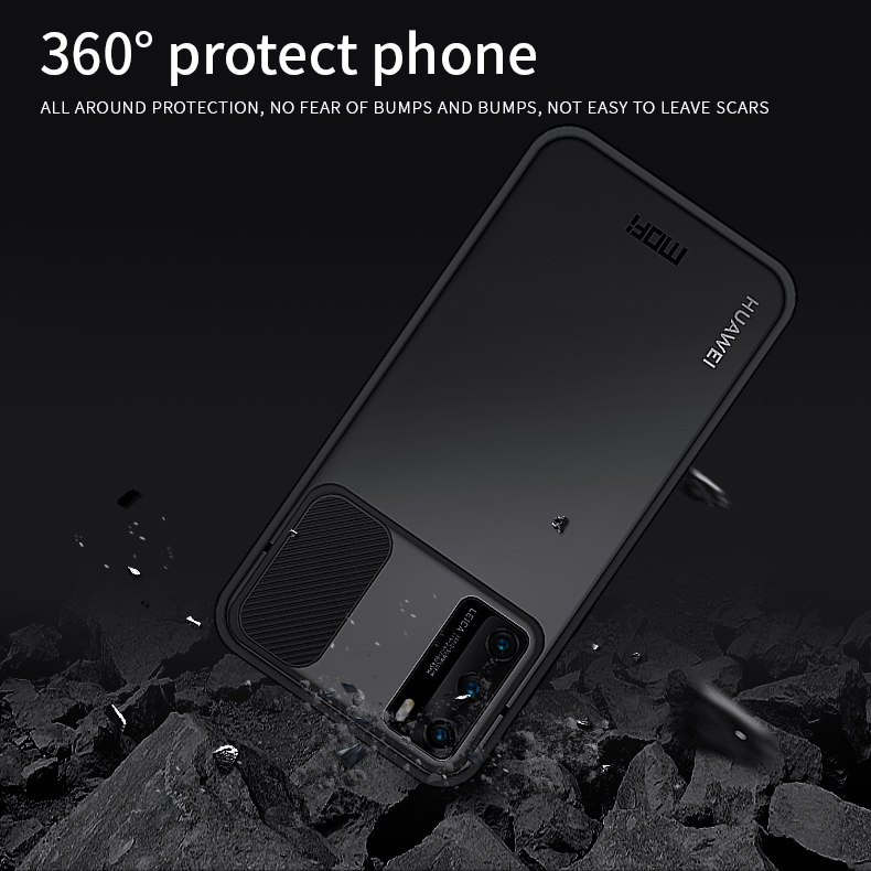 MOFI Xindun Series à Prova de Choque PC+TPU Caixa de Telefone Com Lente Protetor Slide Shield Para Huawei P40 - Preto